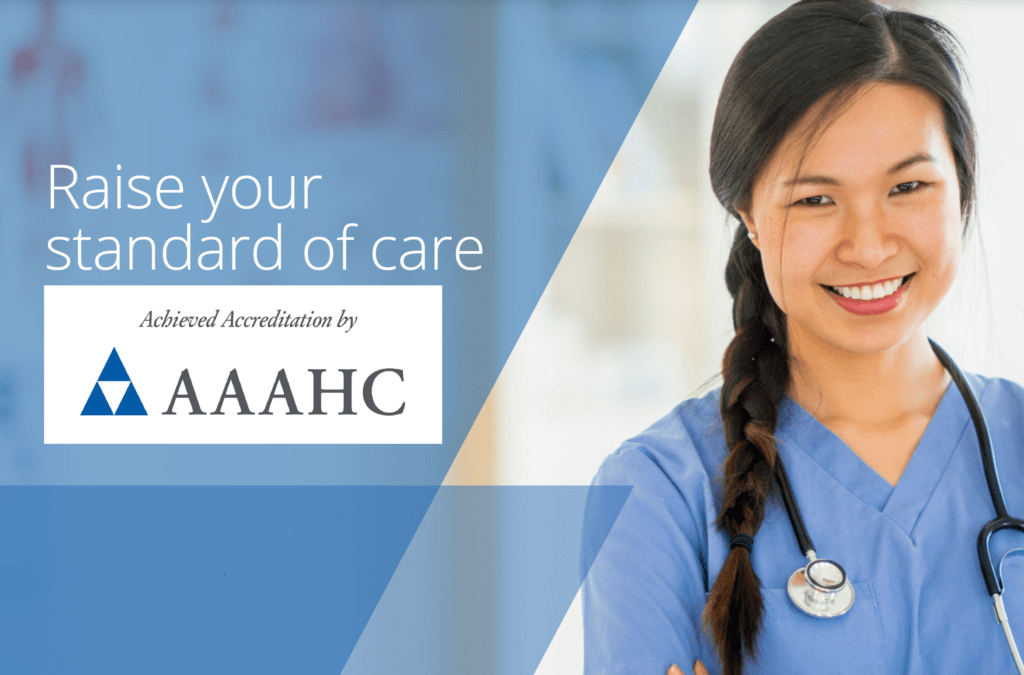 "Raise your standard of care. Accredited by AAAHC Logo. Nurse